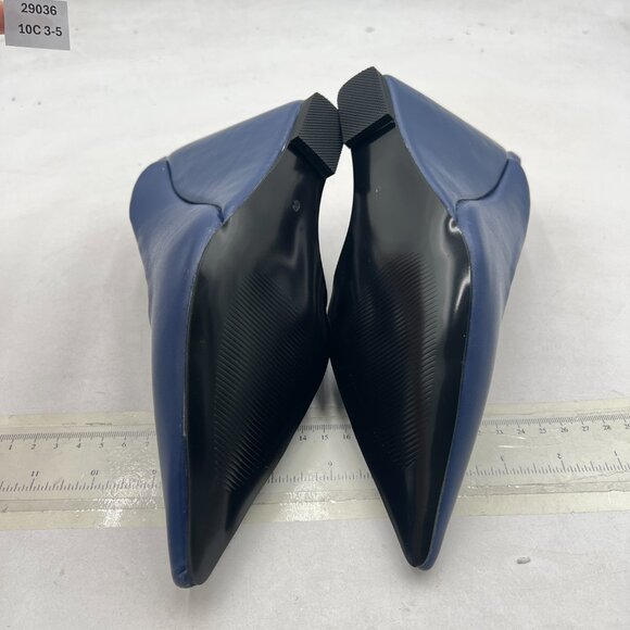 Wansseny Navy Chic Pointed Toe Wedge High Heel Mules Slip On Ladies Dressy Shoes - Picture 7 of 9